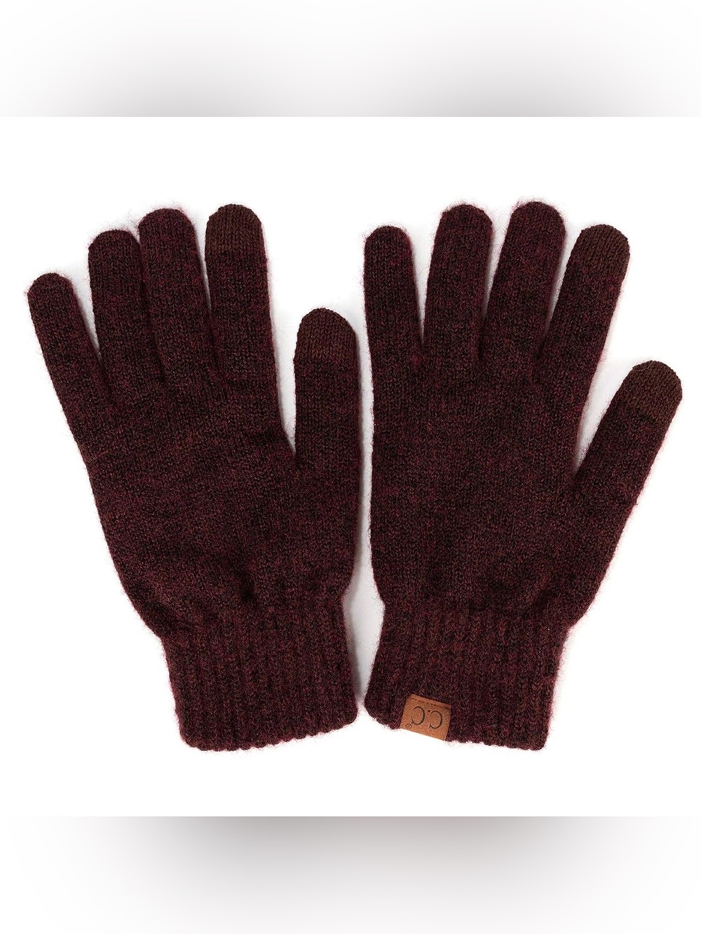 C.C Heather Wine Super Soft Chenille Touchscreen Compatible Gloves